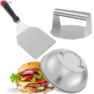 Smash Burger Kit with Lid Griddle Spatula 5.5 Inch Stainless Steel Burger Press 8.9 Inch Basting Cov