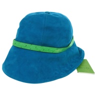 近全新 Gucci logo 漁夫帽 728965，麂皮和鴕鳥皮材質，藍色，0521 [二手] GUCCI