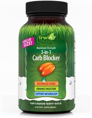 3-In-1 Carb Blocker Irwin Naturals Maximum Strength150 Liquid Soft-Gels