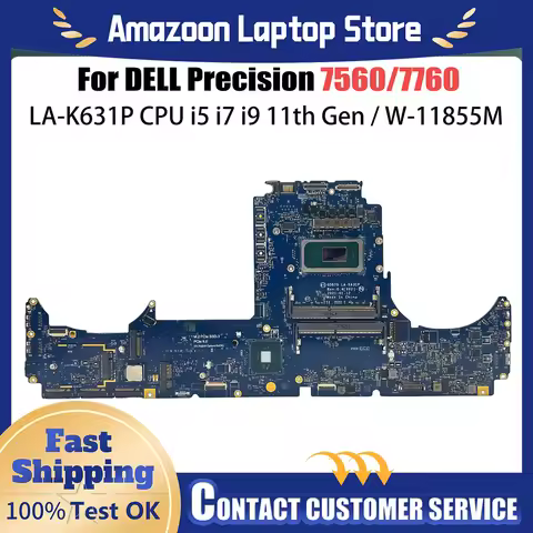 For Dell Precision 7760 Motherboard LA-K631P SRKT2 i5-11500H SRKT3 i7-11800H W-11855M 0FKPNN 017P2W 