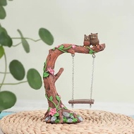 [szlztmy2mg] Resin Couple Owls on A Tree Figurine Aquarium Landscaping Desktop Miniature Fairy Garde