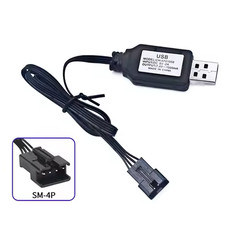 1PCS 7.4V SM-4P Plug USB Charger For DE36W DE65 HM202 EC08 EC16 RC Car M416 Electric Gel Ball Blaste