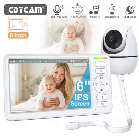 No WiFi Baby Monitor 6" Screen,Pan-Tilt-Zoom Video Upgrade with Camera and Audio, Night Vision VOX 2