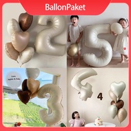 Jumbo Number Foil Balloon 32 Inch Cream Color White Cream Number Balloon Helium Foil Balloon Shape F