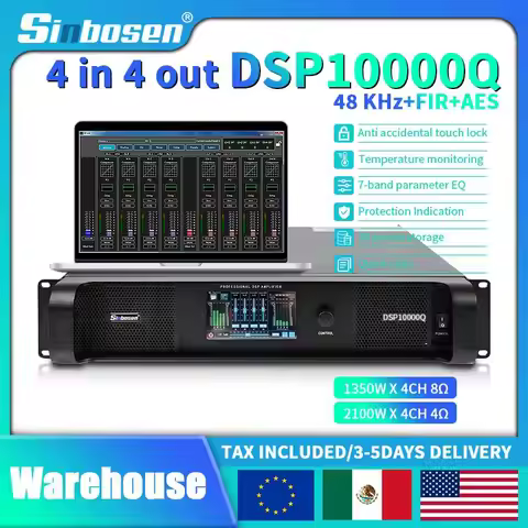DSP10000Q AES FIR Professional Stage Switching Power Amplifier 2U DSP muti-function high quality aud