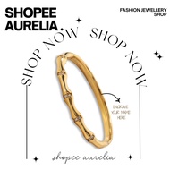 (13-21cm)GT187 Bamboo Titanium Steel Leaf Design Bangle Gelang Rantai Tangan Gift Wedding Gold