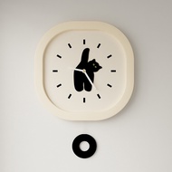 Cat Minimalist Cream Style Children's Room Clock Watch Wall Clock Living Room Wall Hanging 2025 New 