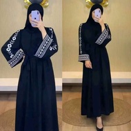 Gamis Abaya Turkey Dress Turki Baju Muslim Tazkiah Putih Busui Wanita Arab Dubai Jumbo Dewasa Warna Hitam Jetblack Bordir Terbaru 2022 Viral Kekinian Simple Elegan Mewah