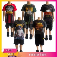 (HARGA BORONG) KIDS PUBG T-SHIRT+SELUAR SET UNISEX Baju t-shirt JERSEY Budak