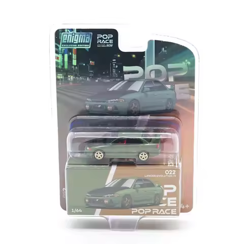 Enigma x Pop Race 1:64 Lancer Evolution EVO IV Green / chase Diecast Model Car