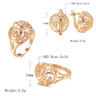 Kinel Hot ndy Unique Women Earring Ring Sets 585 Rose Gold H