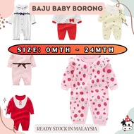 [ BAJU BABY BORONG ] 0-24m Baby Long Sleeve Jumpsuit Romper 100% Cotton C4245
