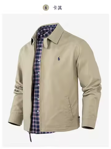 2025 Spring Ralph Lauren New Women Collar Short Loose Solid Color Jacket Men's Business Casual Thin 