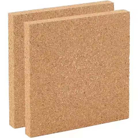 2PCS Square Bulletin Boards 6 x 6 inch Non Self-Adhesive Wood Cork Board 0.6 inch Thick Square Cork