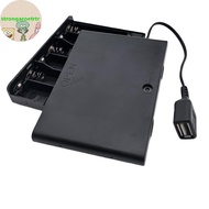 Strongaroetrtr 1Pcs USB Mini Power Supply Battery Box With Cover And Switch 6 X AA USB Battery Box F