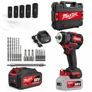 MAXTOR -88V Cordless Impact Wrench 980Nm High Torque Brushless Motor Electric Screwdriver Drill 5.0A