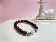 玉 天然淡水珍珠 檀香紫檀 彈力 手鏈