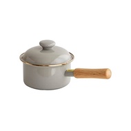Homeland (Homeland) Enamel pot Enamel pot Single water pot Enamel IH compatible with lid (Single hand pot 14cm % Gangnam% Pale gray)