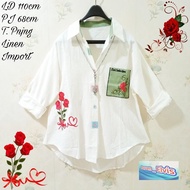 KEMEJA Linen Shirt KoreanWanita Cats Motif/ Gr777 Best Seller