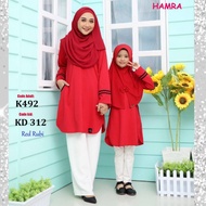 | RED RUBY | BAJU TSHIRT MUSLIMAH HAMRA | BAJU SEDONDON IBU &amp; ANAK | IRON LESS | POKET KIRI &amp; KANAN BAJU