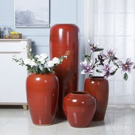 Handmade Jingdezhen Ceramic Floor Large Vase Decoration Living Room Creative Red Ceramic Vase Four-Piece Set