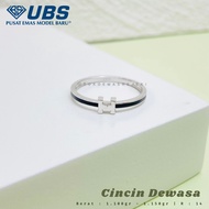 HITAM PUTIH White Gold Adult Ring With Black Paint Variation Initials Letter H 8k
