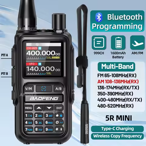 Baofeng 5R MINI Walkie Talkie APP Programming Multi Band One Key Copy Frequency VOXfor Outdoor Hikin