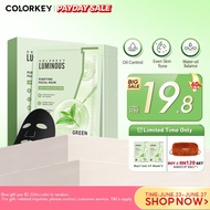 COLORKEY Luminous Green Tea Facial Sheet Masks 10 ea, Oil Control & Acne Care, Deep Hydration, BHA, 