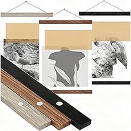 Qunclay 3 Pack Magnetic Poster Hanger Frame 16 Inch Black Gray Brown-16x24 16x22 16x20 Wood Magnet P