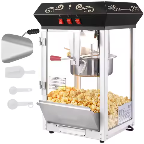 SucceBuy Popcorn Maker 850W Popcorn Popper Machine 8 Oz Kettle Makes 48 Cups per Batch Countertop Po