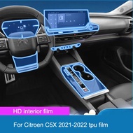 TPU for Citroen C5X C5-X 2021 2022 Transparent Protect Film Car Interior Sticker Center Console Gear