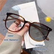 Photochromic Anti Blue Light Eye Glasses For Women Men Round Anti Radiation Eyeglasses Frame Glass R