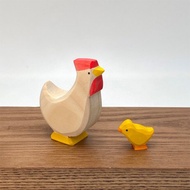 母雞小雞 手繪木頭手作品 實木 森林動物 可愛動物 兒童玩具 擺飾