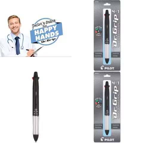 PILOT Dr. Grip 4+1 Multi-Function Refillable Retractable Ballpoint Pen with Pencil Fine Point Black 