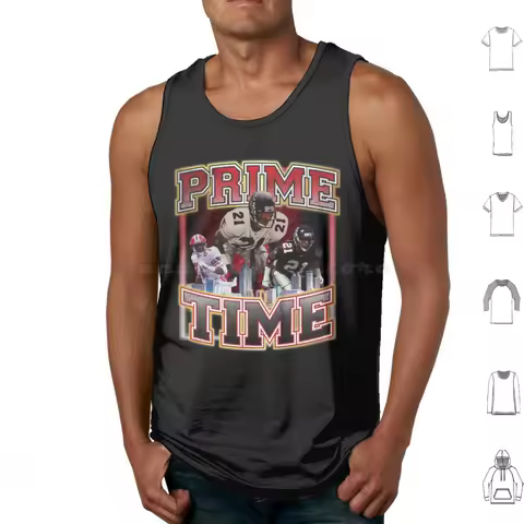 Prime Time Tank Tops Print Cotton Prime Time Neon Deion Atlanta Rise Up Georgia Throwback Retro 90s 