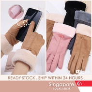 [SG] Outdoor Warm Gloves - Plush Touch Screen Gloves - Winter Windproof Full Finger Mittens - Thicke