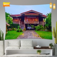 Banner Decoration / Backdrop Rumah Kampung Hari Raya Aidilfitri / Backgroud Raya Rumah Kampong / Ope