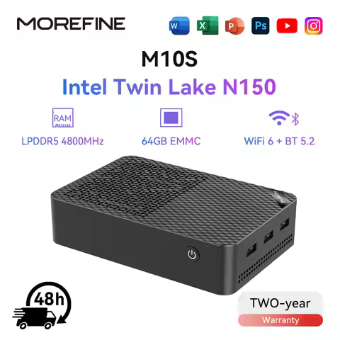 MOREFINE M10S Mini pc N150 (up to 3.6GHz)12GB DDR5 RAM 16TB M.2 SSD Dual 2.5G LAN Business Mini Desk