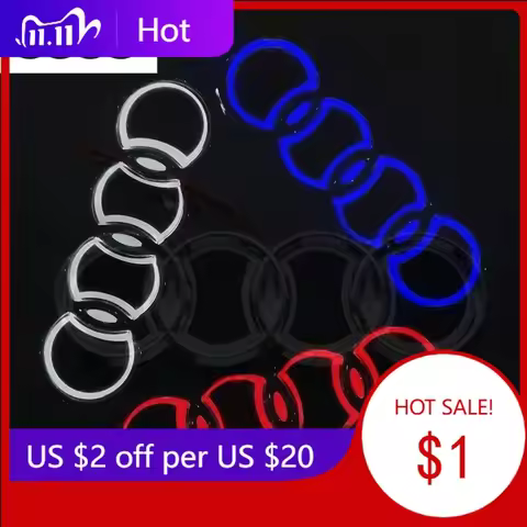 2025 Hot 18*5.8CM Audi rear ring badge 5D modified LED light trunk luminous logo for Audi A2 A3 A4 A