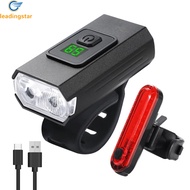LeadingStar Fast Delivery USB Rechargeable Bike Light Set, 2 Bright LED Headlight, 6 Light Modes, Waterproof Safety Bike Front &amp; Rear Light For Night Riding, Mountain Road Bike Accessories