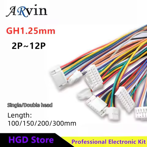 10PCS GH1.25 2P/3/4/5/6/7/8/9/10/12P Single/Double Head 1.25mm Spacing Electronic Wire with Locking 