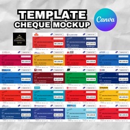 18 template cheque mockup bank perkahwinan pengantin lelaki perempuan cek akaun bank edit dlm canva 