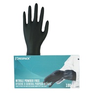 Respack Nitrile Powder Free Hygiene &amp; General Purpose Gloves - Black 100's