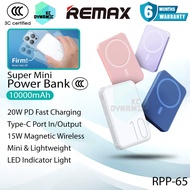 【3C Certified】Remax RPP-65 10000mAh Powerbank 20W Fast Charging Power Bank Magnetic Wireless Pawer B