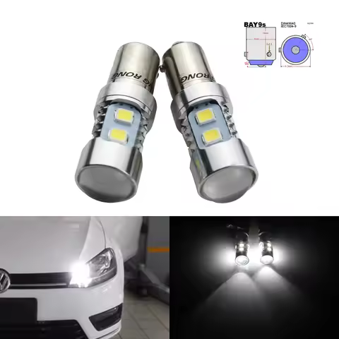 2x BAY9s 435 H21W White 10 SMD 2835 LED Car Headlight DRL Sidelight Indicator Reverse Backup Daytime