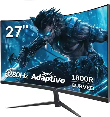 27 Inch Curved Gaming Monitor 280Hz FHD 1080P VA Screen, AMD FreeSync, HDR, HDMI DP