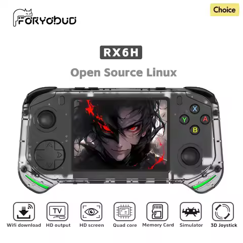 RX6H Retro Handheld Video Game Console 3.5-inch IPS Screen Linux System Portable Pocket Video Game P