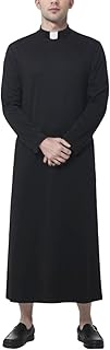 Unisex Cassocks Pulpit Robes Clergy Vestments Pastor Bishop Costume with Tab Insert Collar
