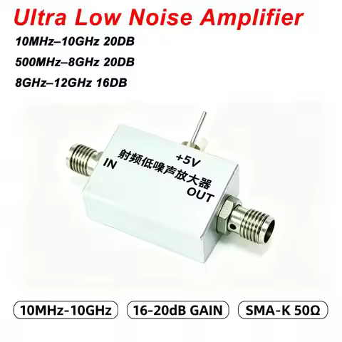 10MHz–10GHz 20DB Ultra Low Noise Amplifier 500MHz–8GHz 8–12GHz LNA High Gain High Flatness RF POWER 