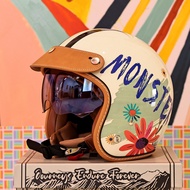 Helmet retro Taiwan JEF untuk skuter wanita, helmet 3/4 musim panas 3C yang sejuk untuk lelaki, helm